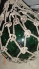 Vintage Japanese (large) Green Glass Float - Buoy Rope Netting 1950 ' S Fishing Nets & Floats photo 1
