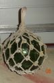 Vintage Japanese (large) Green Glass Float - Buoy Rope Netting 1950 ' S Fishing Nets & Floats photo 2
