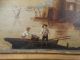 (2) Antique 19thc Primitive Fisherman Clipper Ship Seascape Folk Art Painting Other Maritime Antiques photo 2
