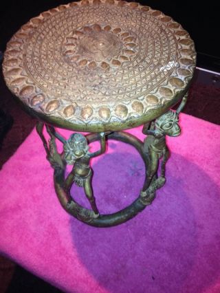 Tribal African Art Bronze Prestige Stool For Kids And Women Pre Or Early 1900s photo