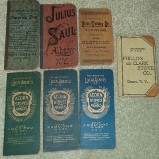 7 Notebooks 1890 ' S Advertising Stoves,  Clothing,  Shoes Acorn,  Etc Albany,  Ny photo