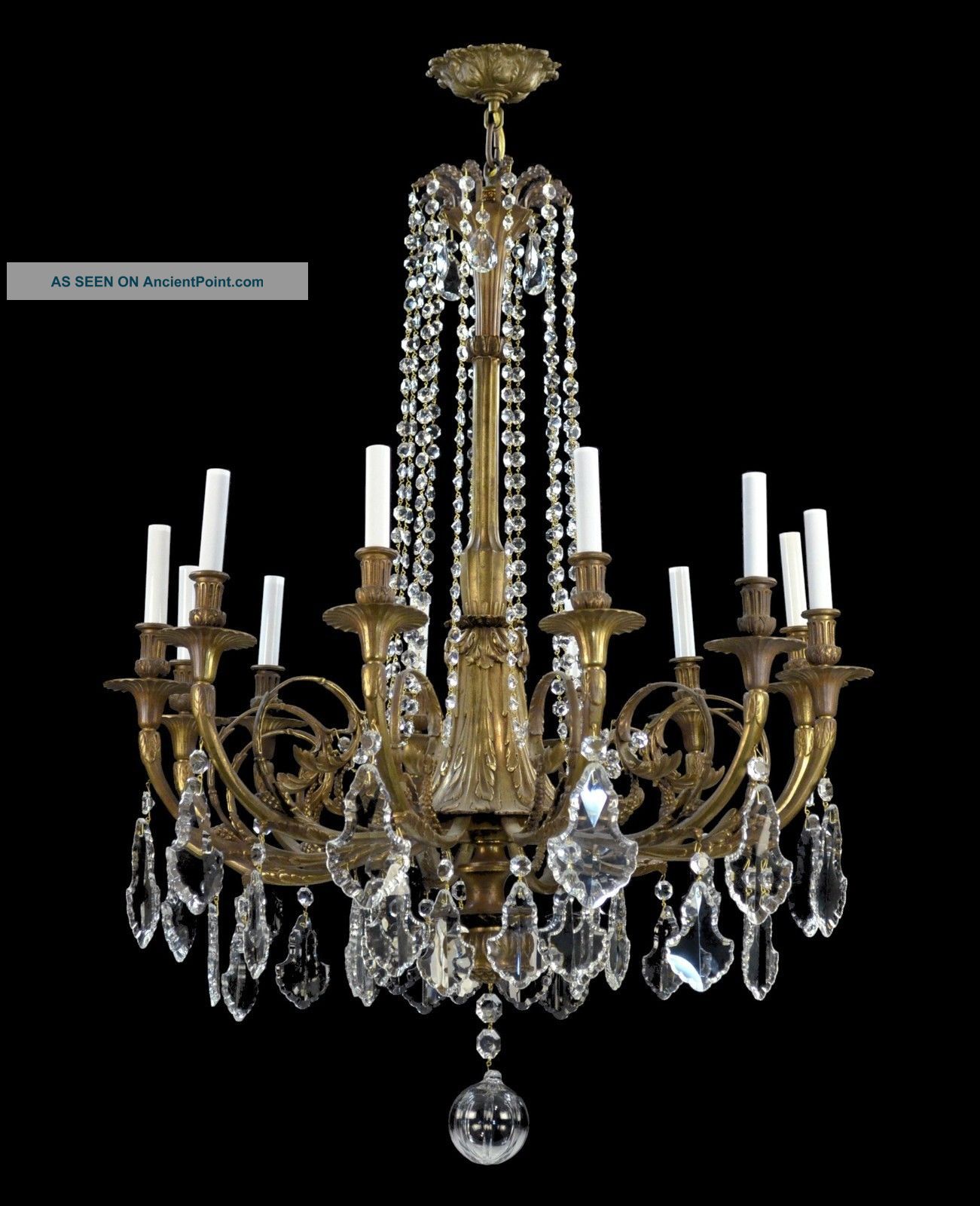 Large Marie Therese Chandelier Bronze Crystal Glass Ornate French Antique Chandeliers, Fixtures, Sconces photo