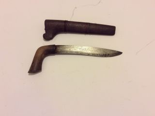 Old Antique Sumatran Badek Dagger Knife With Damascus Blade photo
