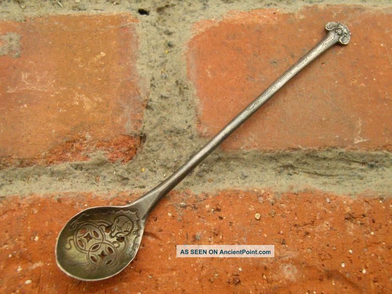 Vintage Abstract Stamped Silver Spoon 4.  5in (5.  9g) Flatware & Silverware photo