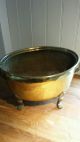 Antique Oval Shaped Brass Coal Box/planter On 4 Feet Other Antique Architectural photo 1