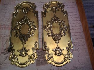 Reclaimed Solid Brass Door Finger Plates Antque Finish 2 Plates Churb photo