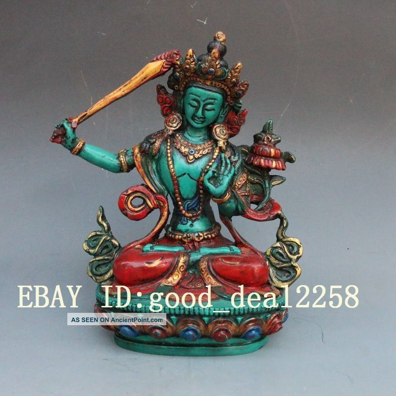 Old Tibet Turquoise Tibetan Buddhism Statue - - - Manjushri Kwan-yin photo