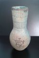 Vintage Egyptian Glazed Piriform Jar With Two Ribbed Bands And Hieroglyphic Text Egyptian photo 1