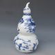 Chinese Blue And White Hand - Painted Gourd Shape Pot W Qing Dynasty Qianlong Mark Pots photo 6