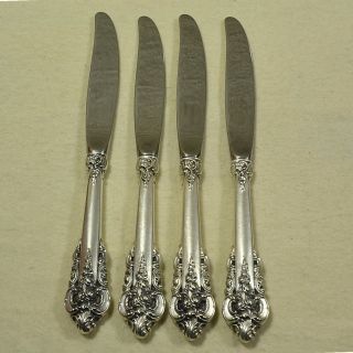 4 Wallace Sterling Silver Grande Baroque Dinner Knives - No Mono 8.  66 Troy photo