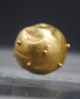 Rare Ancient Gold Anglo Saxon Decorated Bead 6th - 9th Century Ad photo