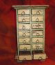 Primitive Antique 14 Drawer Spice Cabinet Painted Green/white Handmade Primitives photo 1