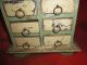 Primitive Antique 14 Drawer Spice Cabinet Painted Green/white Handmade Primitives photo 3