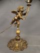 Vintage Victorian Candelabra Style Brass Figural Winged Putti Cherub Parlor Lamp Lamps photo 1