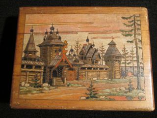 1945 Artist Signed (siskin) Historical Russian Lacquer Box Handcarved/painted photo