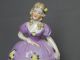 Antique Half Doll Figural German Porcelain Dresser Box Lady In Purple Figurines photo 1