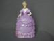 Antique Half Doll Figural German Porcelain Dresser Box Lady In Purple Figurines photo 2
