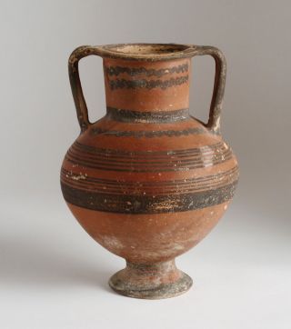 Large Ancient Black - On - Red Pottery Amphora / Cypriot,  Greek,  Etruscan,  Or Roman photo