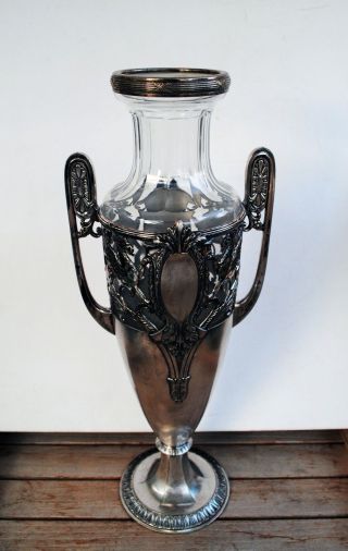 Wmf Art Nouveau Silver Plated Vase With Glassline Huge & photo