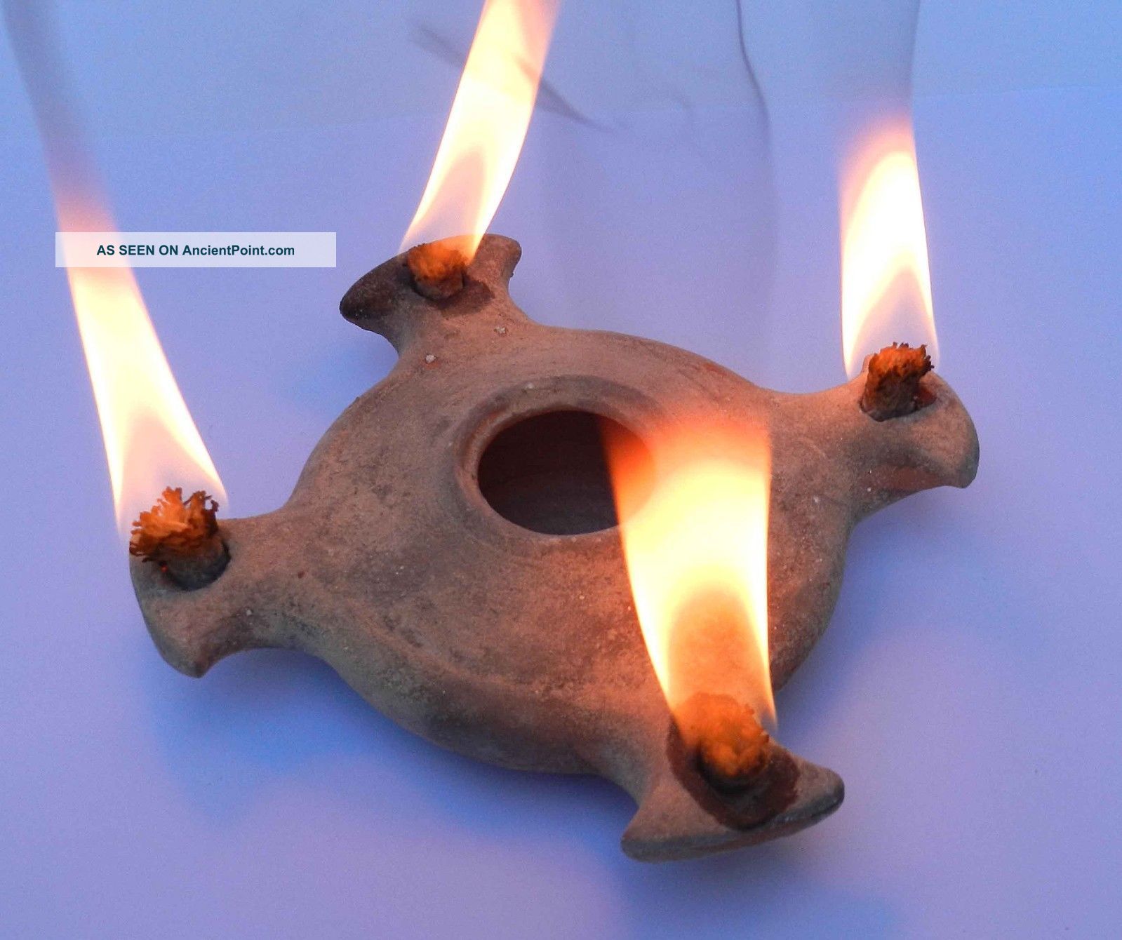 Biblical Oil Lamp Holyland Ancient Antique Roman Terracotta Clay Menorah Pottery Holy Land photo