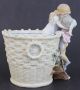 Antique Kpm Hard Paste Porcelain Romantic Scene Figural Children Basket Vase Other Antique Ceramics photo 2