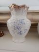Antique Victorian Toothbrush Holder Blue Floral Transferware Gold Sponge Accents Other Antique Ceramics photo 5