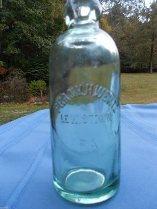 Vintage Frank H Wentz,  Lewistown Pa Glass Bottle photo