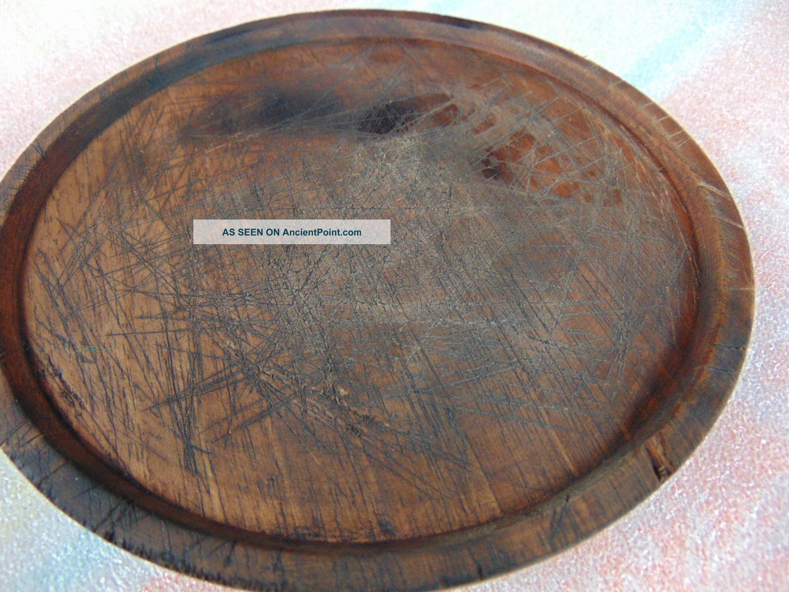 Antique /vintage Old Primitive Wooden Bowl Plate Primitives photo