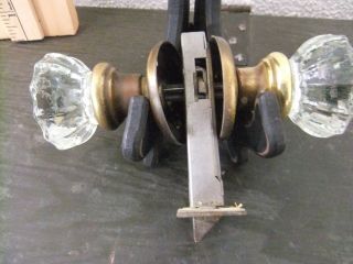 Antique Vintage Glass Door Knob Pulls With Escutcheon Plates Strike Assembly photo