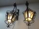 Antique Vintage French Wrought Iron Petite Lanterns Gothic Rustic Wall Lights Chandeliers, Fixtures, Sconces photo 9