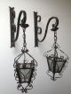 Antique Vintage French Wrought Iron Petite Lanterns Gothic Rustic Wall Lights Chandeliers, Fixtures, Sconces photo 1