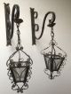 Antique Vintage French Wrought Iron Petite Lanterns Gothic Rustic Wall Lights Chandeliers, Fixtures, Sconces photo 2
