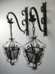 Antique Vintage French Wrought Iron Petite Lanterns Gothic Rustic Wall Lights Chandeliers, Fixtures, Sconces photo 3
