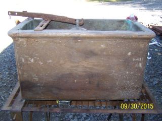 Antique Oak High Wall Hanging Toilet Tank With Copper Liner Trip Arm photo