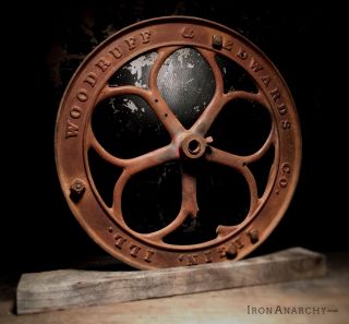Antique Industrial Wheel,  Vtg Cast Iron Metal Ornate Spoke Farmhouse Coffee Gear photo