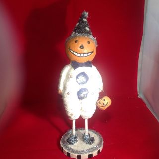 Halloween Folk Art Pumpkin Man Statue/figurine Primitive Fall Decor  photo