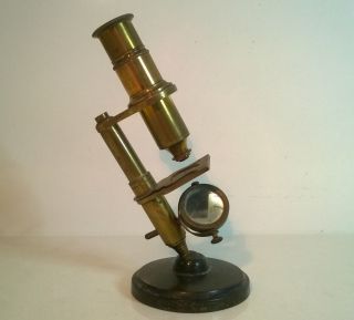 Small Antique Victorian Field Microscope English Brass photo