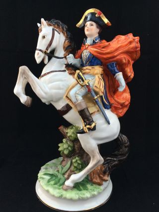 Antique Porcelain.  Statue Of Napoleon On Horse. photo