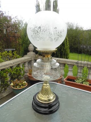 Good Quality Victorian Clear Cut Glass Oil Lamp No 1 Listing. photo