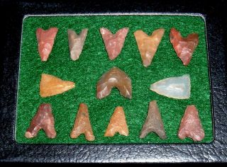(13) Sahara Neolithic Algerian Points,  Case,  Prehistoric African Arrowheads photo