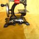 Antique Victorian Cast Iron Small Toy Sewing Machine With Golden Decorations. Sewing Machines photo 8