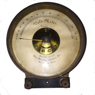 Vintage Mather Electric Company Brass Volt Meter Early 1900s Manchester Cn photo