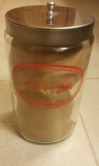 Vintage Profex Cotton Apothecary Medical Doctors Office Glass Jar Sundry photo