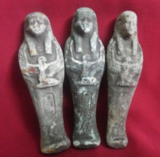 3 Ancient Egyptian Green Ushabti photo