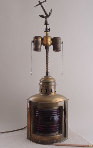 Vintage Marine Lantern Table Lamp Perkins Brass Perko Port Ship Light Nautical photo