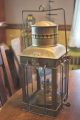 Neptune Brass Copper Ship Lantern Glass Inside Lamp Intact Signed Lamps & Lighting photo 2