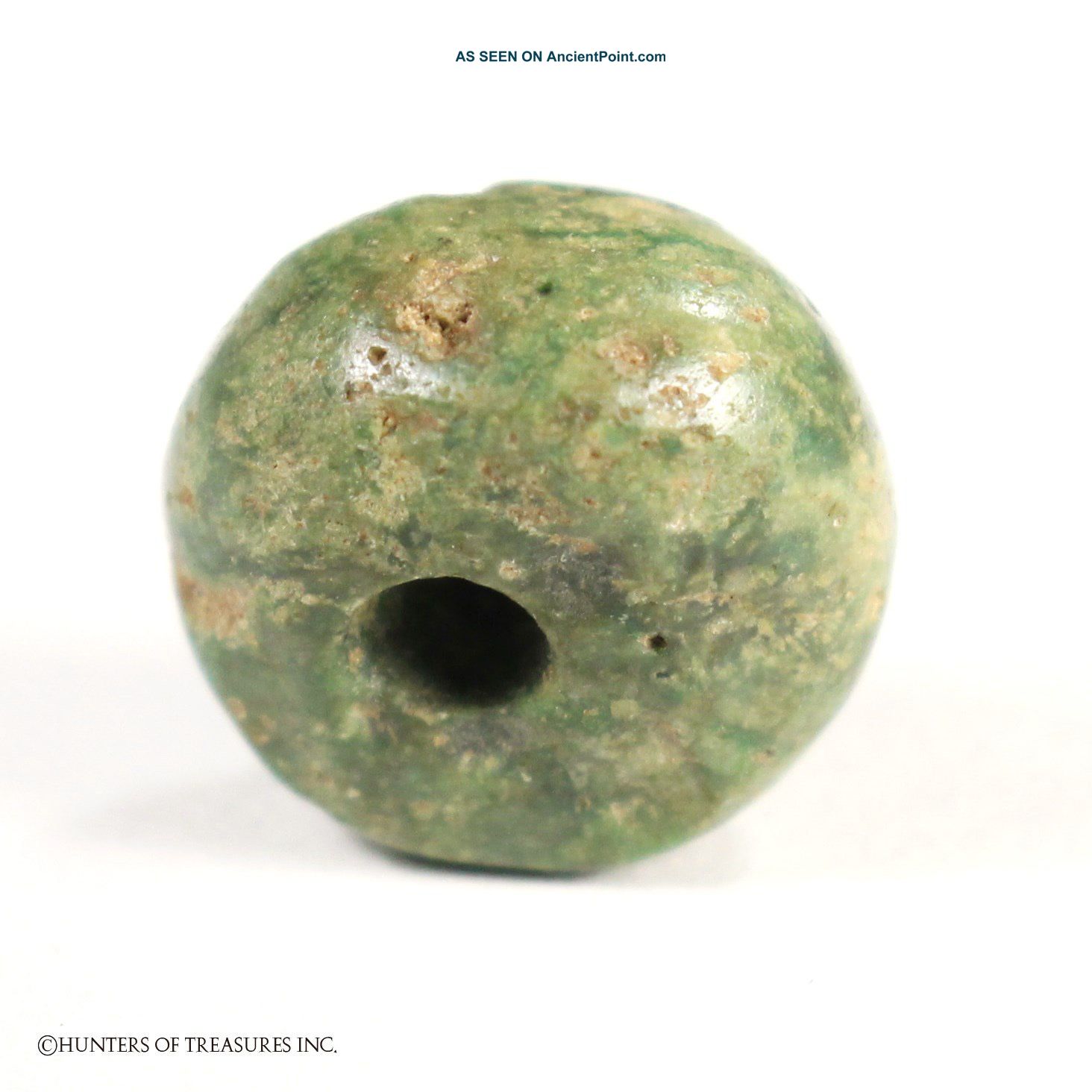 Ancient Pre Columbian Tairona Green Stone Jadeite Bead Artifact 13 Mm The Americas photo