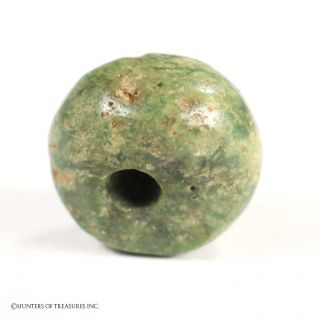 Ancient Pre Columbian Tairona Green Stone Jadeite Bead Artifact 13 Mm photo