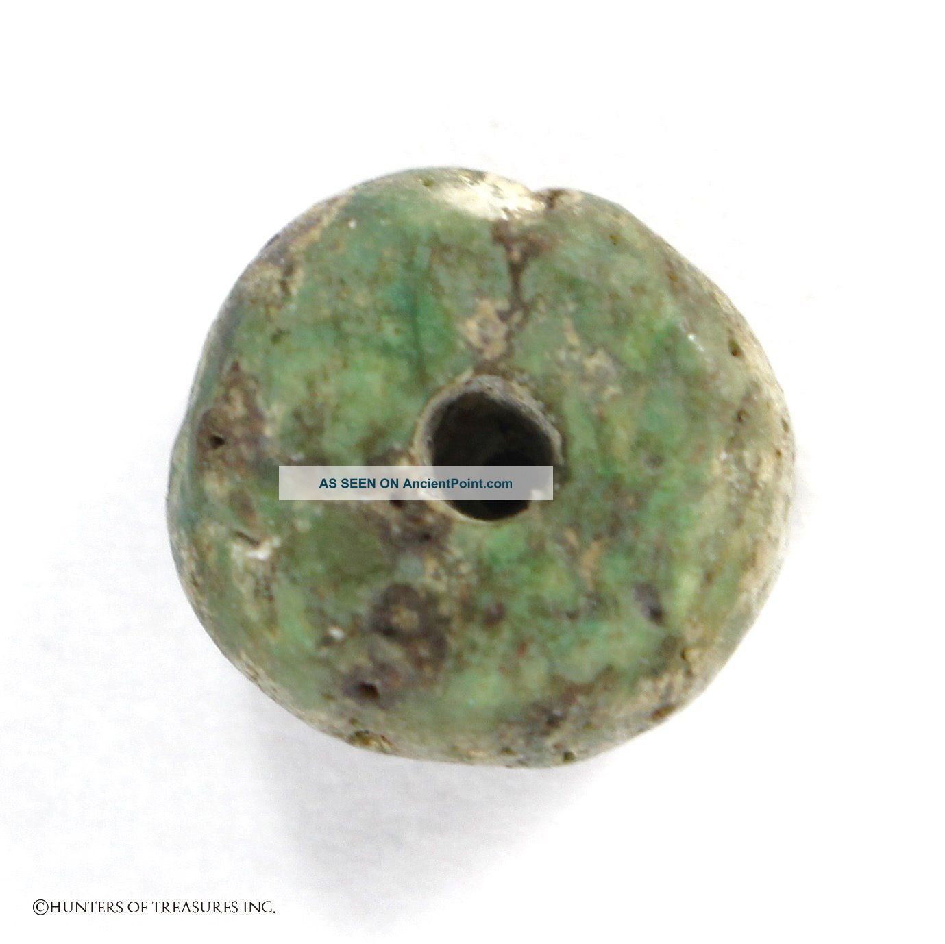 Ancient Pre Columbian Tairona Green Stone Jadeite Bead Artifact 12 Mm The Americas photo