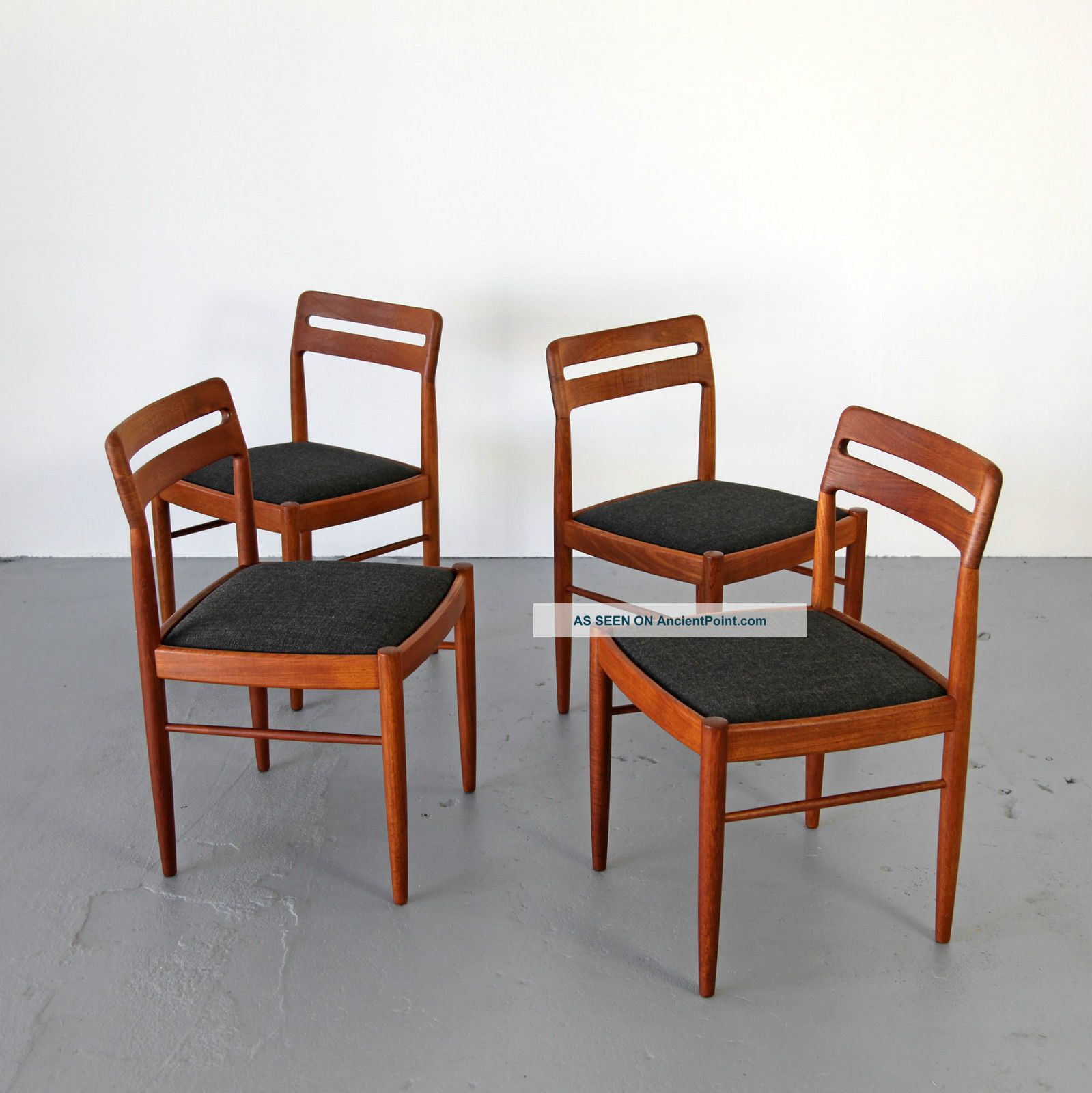 4 Teak Dining Chairs By Bramin W/ Fabric 60s Denmark | Danish Modern Stühle 1900-1950 photo
